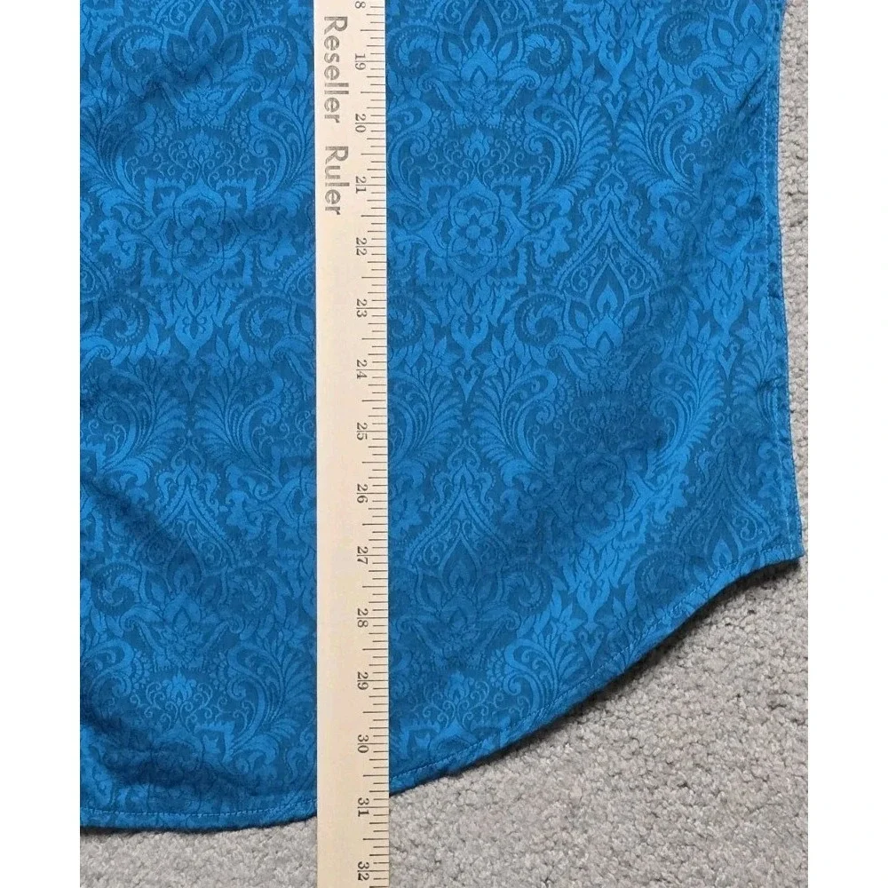 Robert Graham Mens XL Shirt S/S Blue Demask Geometric Paisley Floral Flip‎ Cuff - Picture 12 of 14